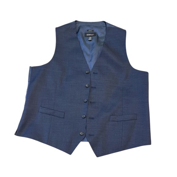 KENNETH COLE Vest Waistcoat AWEARNESS Slim Fit Wool Size XL Navy Blue - Picture 2 of 8
